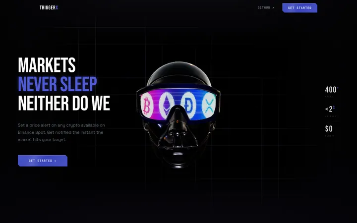 The live TriggerX homepage